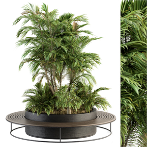 Architecture Bench with Plants Set 16